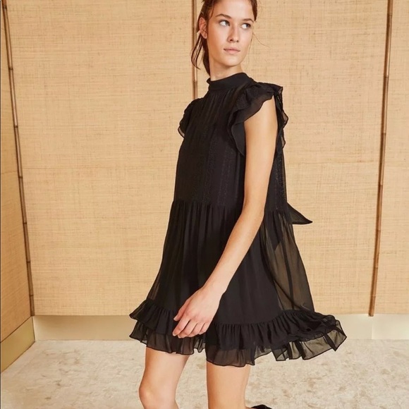 SOLD Ulla Johnson silk Remy black dress nwt 0 - Picture 2 of 6